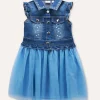 Blukids Vestito con top in denim di cotone stretch bambina- Vestiti