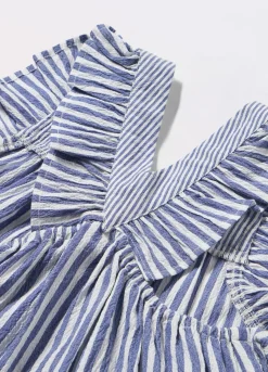 Blukids Vestito in cotone seersucker stretch bambina- Vestiti