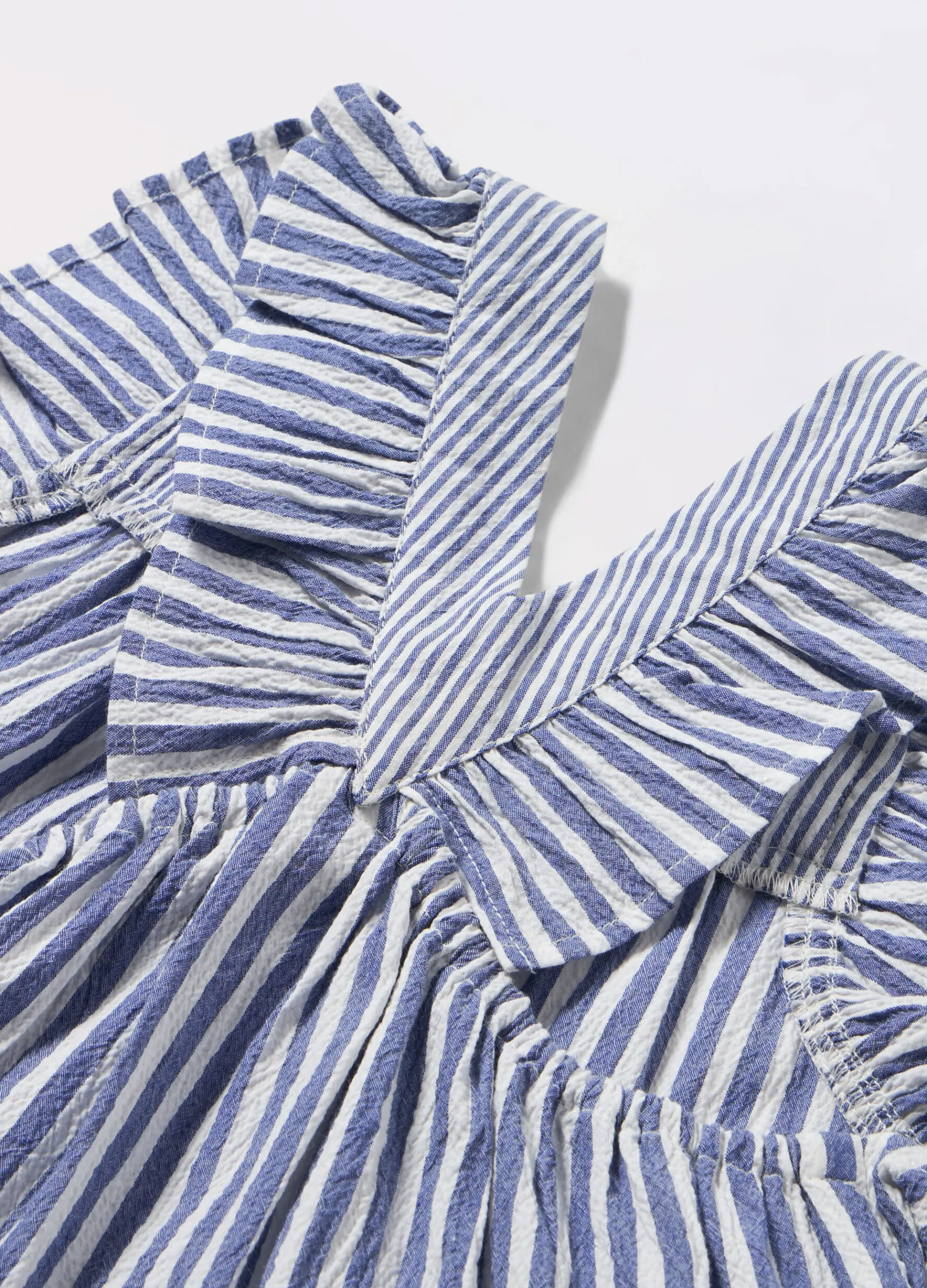 Blukids Vestito in cotone seersucker stretch bambina- Vestiti