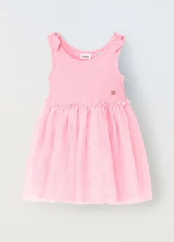 Blukids Vestito in misto cotone con tulle neonata- Vestitini