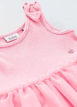 Blukids Vestito in misto cotone con tulle neonata- Vestitini
