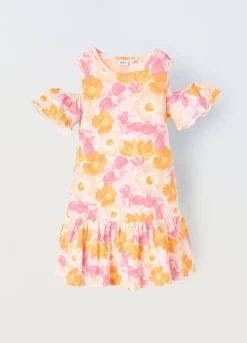 Blukids Vestito in puro cotone con cut out bambina- Vestiti