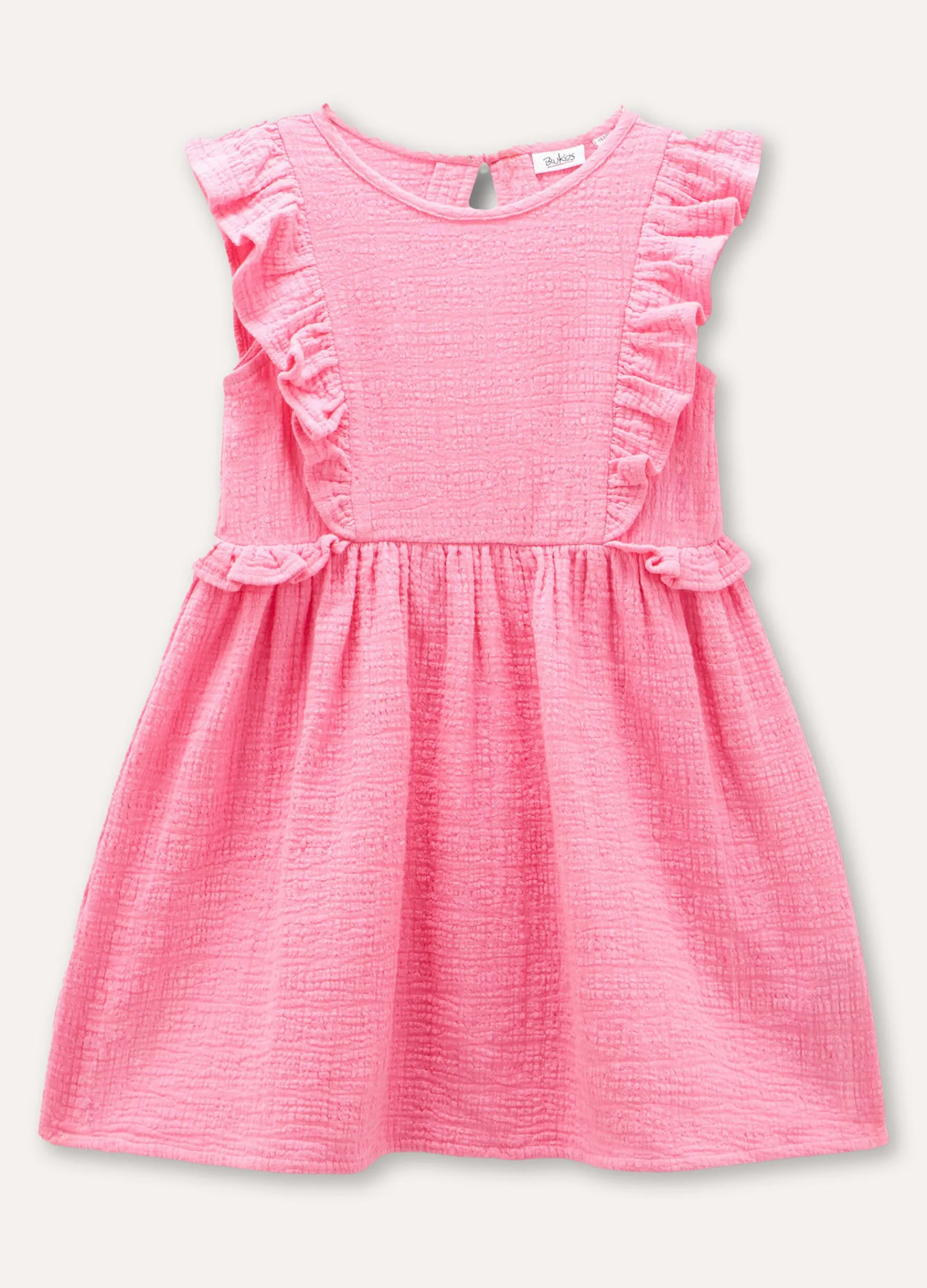 Blukids Vestito in puro cotone con rouches bambina- Vestiti