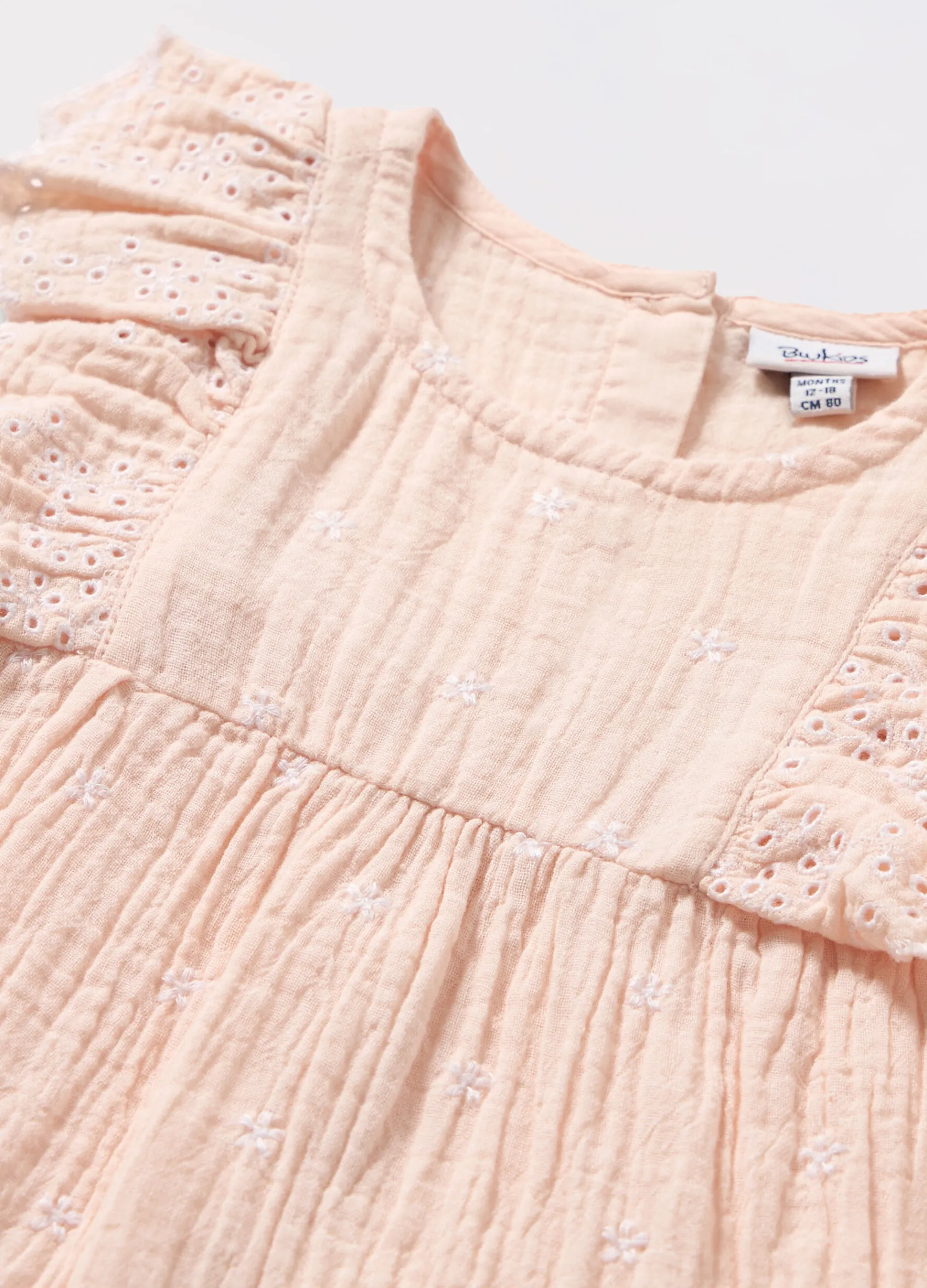 Blukids Vestito in puro cotone con ricami neonata- Vestitini