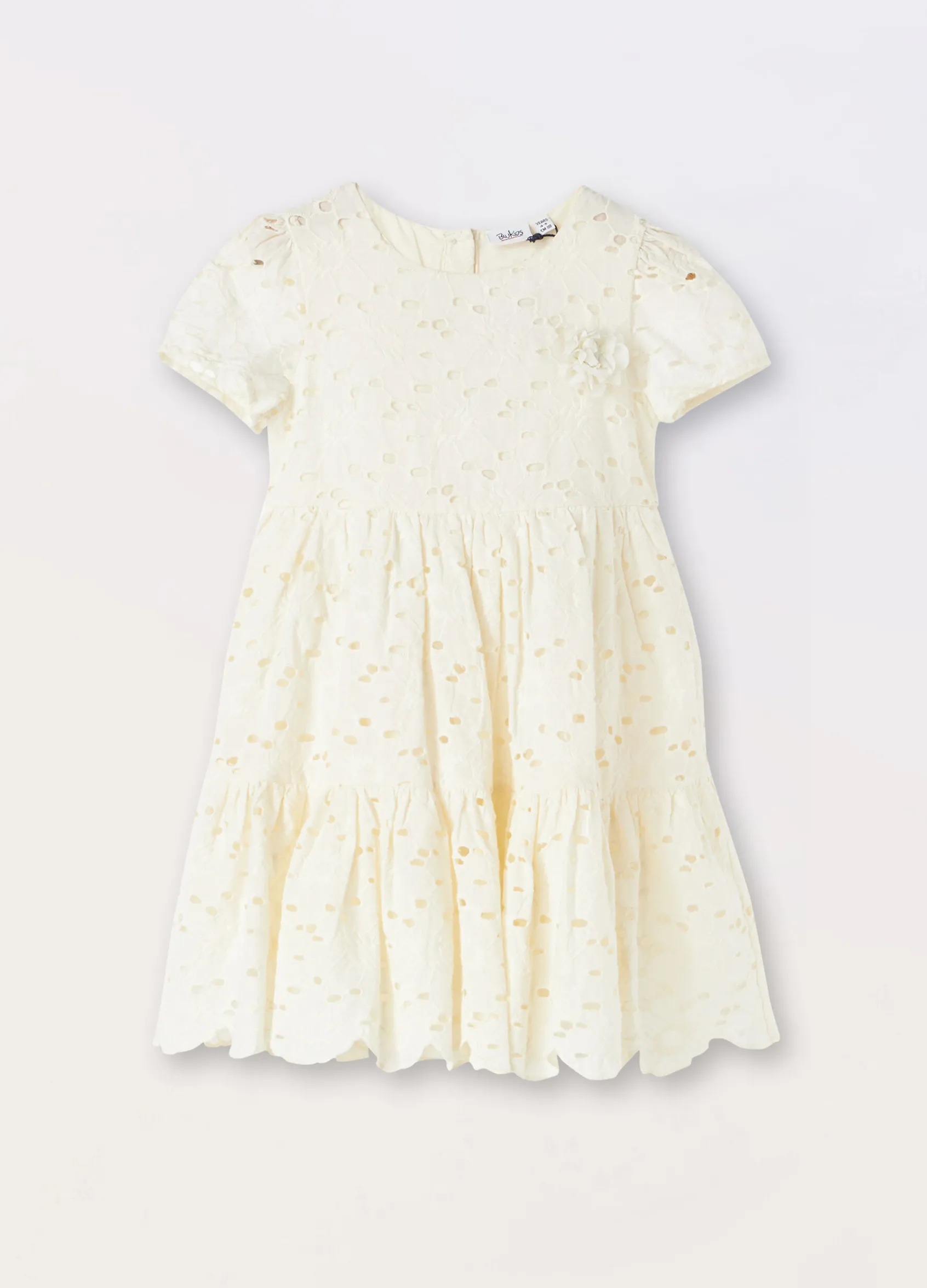 Blukids Vestito in puro cotone sangallo bambina- Vestiti