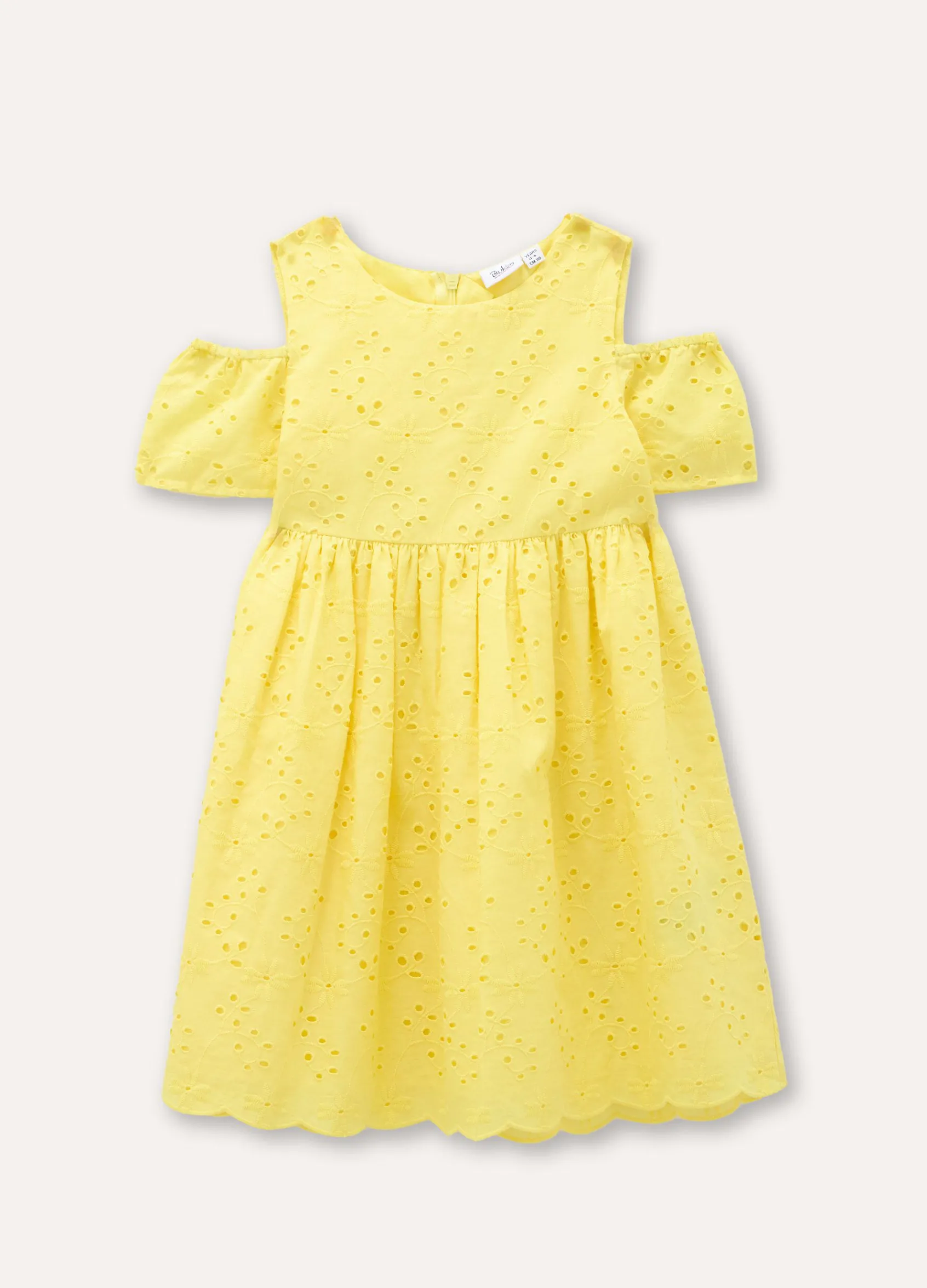 Blukids Vestito in puro cotone sangallo bambina- Vestiti