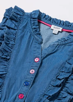 Blukids Vestito smanicato in chambray di puro cotone bambina- Vestiti